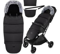 MoMi SARDI - Chancelière bébé universelle 2en1 - Hiver chaude peluche - Partie amovible sac - Passe-sangles poussette -Noir