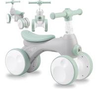 Momi Tobis - Velo Bebe Draisienne - Sans Pedales - Bulles, Feu Avant, Klaxon - Gris