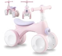 Momi Tobis - Velo Bebe Draisienne - Sans Pedales - Bulles, Feu Avant, Klaxon - Rose
