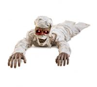 Momie Rampante animée pour décoration d'halloween de Maison hantée | Activation par le son, yeux LED rouges, audio effrayant et mouvement au sol alimenté par batterie