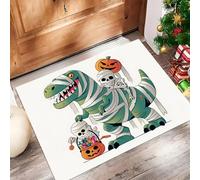 Momies Dinosaures Paillasson Interieur Entree 60 X 90 Cm, Style Dessin Animé Tapis D'Entrée Antidérapant, Tapis De Sol Absorbantes Blanc pour Chien, Porte, Couloir