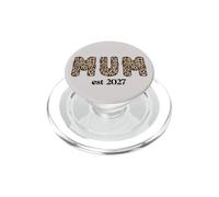 Momlife Love Mother's Day Leopard Mum Est 2027 PopSockets PopGrip pour MagSafe