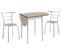 MOMMA HOME - Ensemble Table De Cuisine À Rallonge Et 2 Sillas - Modèle Leva - Style Moderne - Finition Couleur Roble/Blanc - Matériau MDF/Métal - Mesures 55/115 X 61 X 74 cm