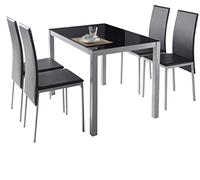 MOMMA HOME - Ensemble Table Et Chaises Melbourne - avec 4 Chaises - Table Fixe - avec Plateau en Verre - pour Salon Et Cuisine - Très Élégant - Design Moderne - 110 x 75 x 76 cm/ 41 x 52 x 96 cm.