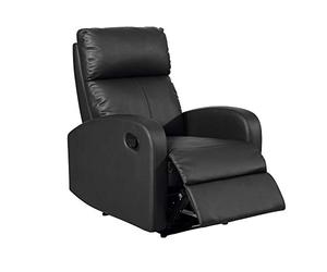 MOMMA HOME Fauteuil Relax inclinable, TAVIRA - Fauteuil inclinable Manuel - Matériaux Cuir synthétique PU/Métal Couleur Noir, Dimensions : Largeur 71 x Profondeur 93 x Hauteur 101 cm
