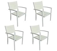 MOMMA HOME Lot de 4 chaises d'extérieur rembourrées avec accoudoirs, en textile et aluminium, blanc, dimensions 87,5 x 56,5 x 57,5 cm