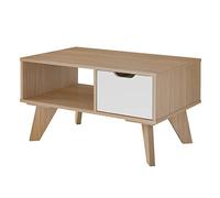 MOMMA HOME - Table Basse pour Salon - Modèle Pervip - Table Basse avec tiroir et Compartiment Ouvert - Idéale pour Le Salon ou la Salle à Manger - Finition chêne - 80 x 50 x 44 cm