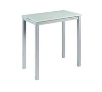 MOMMA HOME - Table de Cuisine à rallonge - Modèle Londres Haute - Blanc - Dimensions 95 x 55/95 x 95 cm - Verre trempé et Structure métallique - Design Minimaliste