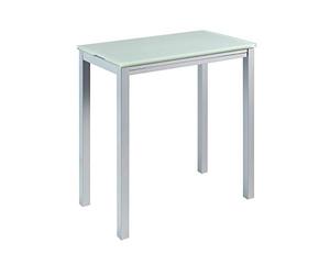 MOMMA HOME - Table de Cuisine à rallonge - Modèle Londres Haute - Blanc - Dimensions 95 x 55/95 x 95 cm - Verre trempé et Structure métallique - Design Minimaliste