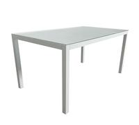 MOMMA HOME Table de jardin en aluminium et verre trempé - Table rectangulaire d'extérieur - Dimensions : 150 x 90 x 74 cm (blanc)