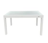 MOMMA HOME Table de jardin extensible extérieure - Table de terrasse rectangulaire en aluminium, table extérieure en verre trempé, meubles de jardin, blanc, modèle Formentera, dimensions 135/270 x 90