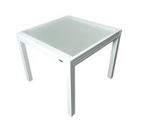 MOMMA HOME Table extensible de jardin en aluminium et verre trempé - Table carrée extensible d'extérieur - Dimensions 90/150 x 90 x 74 cm (blanc)