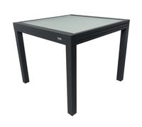 MOMMA HOME Table extensible de jardin en aluminium et verre trempé - Table carrée extensible d'extérieur - Dimensions : 90/150 x 90 x 74 cm (gris)