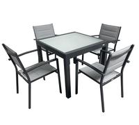 MOMMAHOME® Ensemble table extensible et 4 chaises de terrasse, ensemble de meubles de jardin extérieur 5 pièces, structure en aluminium, table et chaises de terrasse imperméables, résistantes à
