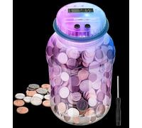 MOMMED Tirelire avec Compteur pour Enfants et Adultes, avec écran LCD Automatique à Sept Couleurs, Tirelire avec Compteur pour pièces, capacité 1,8L, Compatible avec Les pièces en Euros
