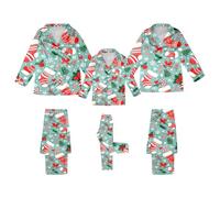 Mommy and Me Pyjama assorti en satin graphique Motif renne de Noël doux pyjama familial confortable et amusant pour la famille Pyjama de nuit assorti pour couples chauds, L_bleu ciel, 5-6 ans