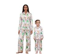 Mommy and Me Pyjama de Noël assorti avec imprimé casse-noisette à manches longues et pantalon boutonné, A-ivoire, 11-12 ans