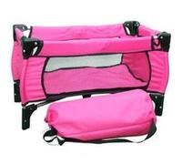 Mommy & Me Doll Pack N Play Baby Doll crib Fits 18 Inch American girl Doll with Blanket and carry Along Storage Bag, Pink Multicolore G