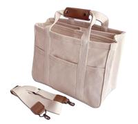 Mommy Tote - Sac à bandoulière pour maman, organiseur de couches élégant avec compartiment multi-poches | Sac de poussette léger pour bébé, livraison à l'hôpital, voyage et les jours, blanc