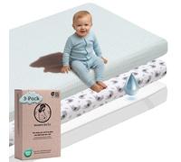 Mommybelly 2 Draps-Housses Nacelle 35x75 + Alèse Imperméable, Éléphants | 100% coton jersey et alèse éponge imperméable. Nacelle, poussette, landau et couffin. Régurgitations et bave