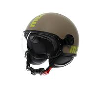 MOMO Design - FGTR Classic E2206, Casque Jet Moto, Homme et Femme, Léger avec Visière, Matt Sand/Lime, L, ECE 2206