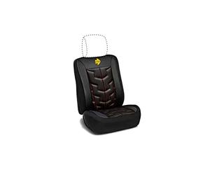 Momo - Dossier de siège de Course, Taille Universelle pour siège de Voiture, rembourré avec Mousse de Haute densité, Facile à Nettoyer et Durable, Couleur Noir/Rouge, avec Logo Jaune
