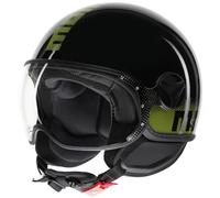 MOMO FGTR Classic Stripes Casque jet, noir/jaune néon, Taille S (55/56)