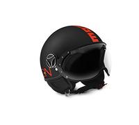 MOMODESIGN Casque Jet Momo Design FGTR, Noir Mat Logo Orange Fluo, Taille XS
