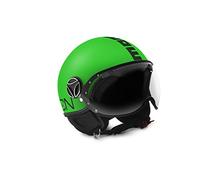MOMODESIGN Casque Jet Momo Design FGTR, Vert Fluo Mat Logo Noir, Taille L