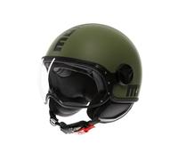 MOMODESIGN - FGTR Classic E2206, Casque Jet Moto, Casque Jet Homologué ECE, Casque Jet Ouvert Scooter, Homme et Femme, Léger avec Visière, pour Hommes et Femmes, Matt Military Green/Black, S
