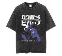 momogut Anime Cowboy Spike Bebop T-Shirt Spike Spiegel Graphics T Shirt Hommes Coton Manches Courtes Unisex Vintage Washed T-Shirts