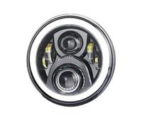 MOMOHCHGBT Ensemble De Phare Pour CB400 CB500 CB1300 Hornet 250 600 900 VTEC VTR250 17Cm Phare LED H4 Blanc Angel Eyes 7 Pouces Moto Phares Avant(Black)