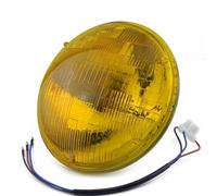 MOMOHCHGBT Ensemble De Phare Pour Dyna Pour Sportster 11,4Cm 14,6 17,8 Ampoule 12V Haute Et Basse Tension Phare Halogène Rond Scellé En Verre Phares Avant(7 inch Amber)