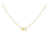 MOMOL Collier avec initiale en forme de petit cœur pour femme Plaqué or 18 carats Cadeau personnalisé pour Noël, Petit, Acier inoxydable, Pas de pierre précieuse