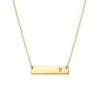 MOMOL Collier avec pendentif en forme de barre avec initiale, plaqué or 18 carats, collier délicat avec initiale simple et personnalisé pour femmes et filles, Métal