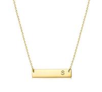 MOMOL Collier avec pendentif en forme de barre en acier inoxydable plaqué or 18 carats - Collier délicat et délicat - Collier simple personnalisé pour femme, Métal