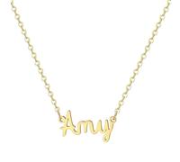 MOMOL Collier en acier inoxydable plaqué or 18 carats avec nom personnalisé pour femme, Métal, Pas de gemme