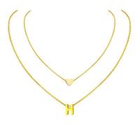 MOMOL Collier ras du cou en acier inoxydable plaqué or 18 carats avec initiale en forme de cœur avec monogramme personnalisé pour femme, 9 cm, Métal
