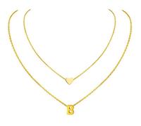 MOMOL Collier ras du cou en acier inoxydable plaqué or 18 carats avec initiale en forme de cœur avec monogramme personnalisé pour femme, 9 cm, Métal