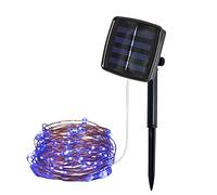 Momola Guirlande Solaire,5M 50Lights extérieur solaire alimenté fil de cuivre lumière String Fairy Party Decor,Saint Valentin, Mariage, Anniversaire (Bleu)