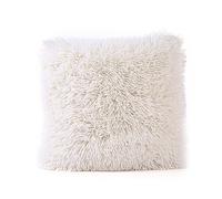 Momola Housse de Coussin, Fausse Fourrure Deluxe Décoratif Canapé Chambre Lit Super Doux Peluche Mongolie Taie d'oreiller 43 x 43cm (Beige)