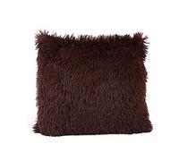 Momola Housse de Coussin, Fausse Fourrure Deluxe Décoratif Canapé Chambre Lit Super Doux Peluche Mongolie Taie d'oreiller 43 x 43cm (Marron)