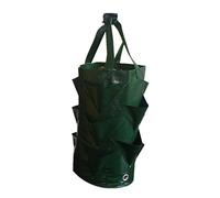 Momola Sac à fraisiers - Sac de Plantation pour Fraises - 3 Gallons et 10 Bouche Jardinière Suspendue en Tissu Grow Bag,Sacs de Culture pour Fraises à la Tomate et aux Herbes (Vert)