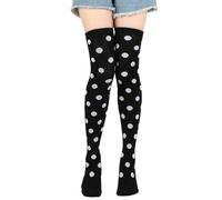 Momolaa Christmas Dress Up Stocking Festival Makeup Dress Up Props Cos Dots Knee Socks Stocking Chaussette Noel Femme, Chaussettes Montantes Femme, Chaussettes Hautes Rayées, Chaussette Haute Blanche