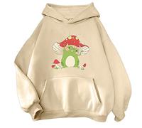 Momolaa cuptacc Sweat-Shirt à imprimé Champignon Grenouille Mignon pour Femme avec Sweat à Capuche de Poche cuptacc Sweat Femme zippé Hoodie Femme Pull Femme Chic et Elegant Sweat Capuche Femme