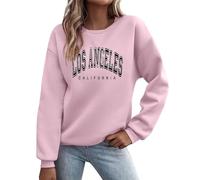 Momolaa Femme Sweatshirt Sweat-Shirt Femme Losangeles Lettre Imprimée Manches Longues Col Rond Pull Automne/Hiver Sports Haut Décontracté Street Wear Petit Haut sans Capuche Femme Sweatshirt