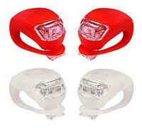 Momolaa Feux Silicone vélo arrière Push vélo LED Set Cycle Clip vélo Avant Bicyclette lumière Catadioptre Trottinette (White, One Size)