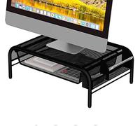 Momolaa Support de Moniteur PC,Support de Support Écran Ordinateur en Métal avec tiroir de Documents et Support de Stockage,pour moniteurs, écrans TV, PC, écrans d’Ordinateurs (Noir)