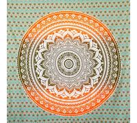 MOMOMUS Serviette de Plage Grande Taille, Géante et Anti Sable - Tapis/Drap de Plage XXL, 200x200, Familial - Idéale comme Grand Paréo et Couverture Pique Nique Fine - Orange et Vert, 210x230 cm