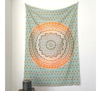 MOMOMUS Serviette de Plage Grande Taille sans Sable - Idéale comme Tapis de Plage Anti Sable XL et Couverture de Pique Nique Fine - Marron - Orange et Vert, 135x210 cm